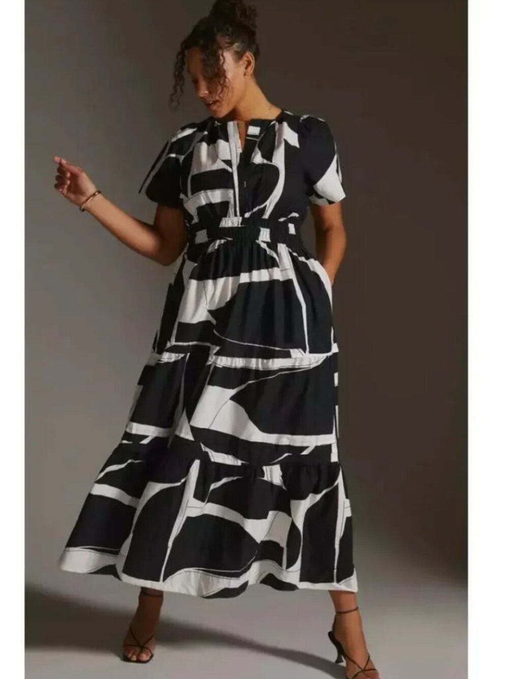 Maeve Somerset Maxi Dress in Black and White- Petite Small